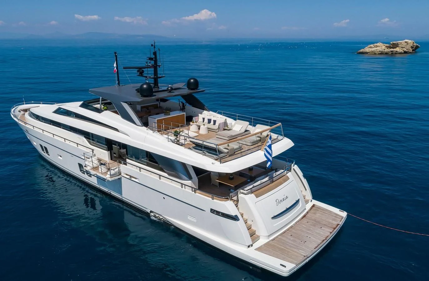 a boat on the water aboard DINAIA Yacht for Charter
