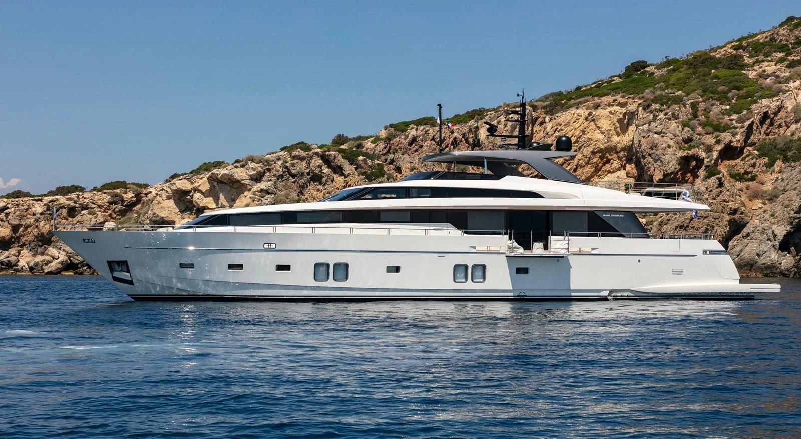 a boat on the water aboard DINAIA Yacht for Charter