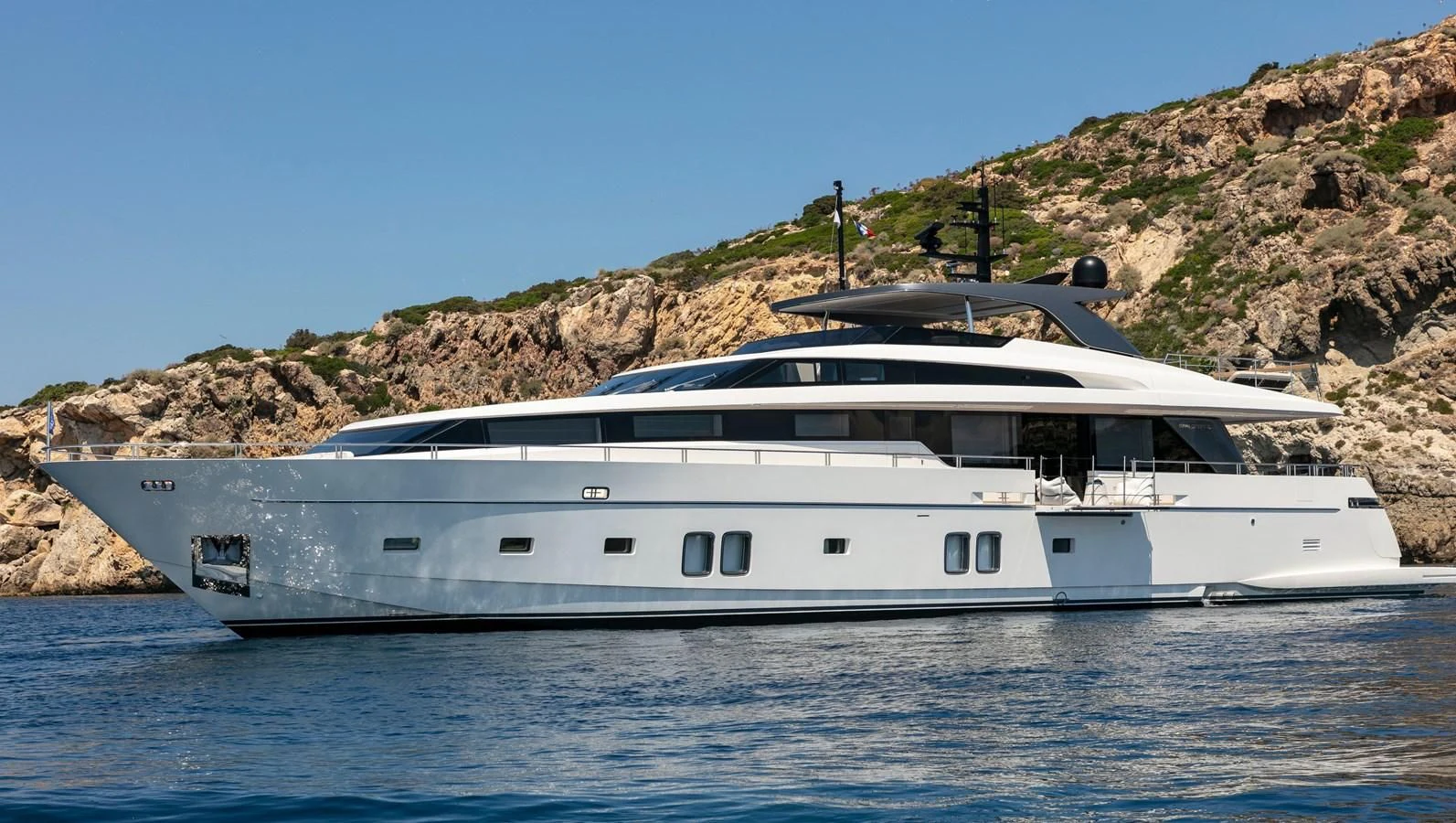 a boat on the water aboard DINAIA Yacht for Charter