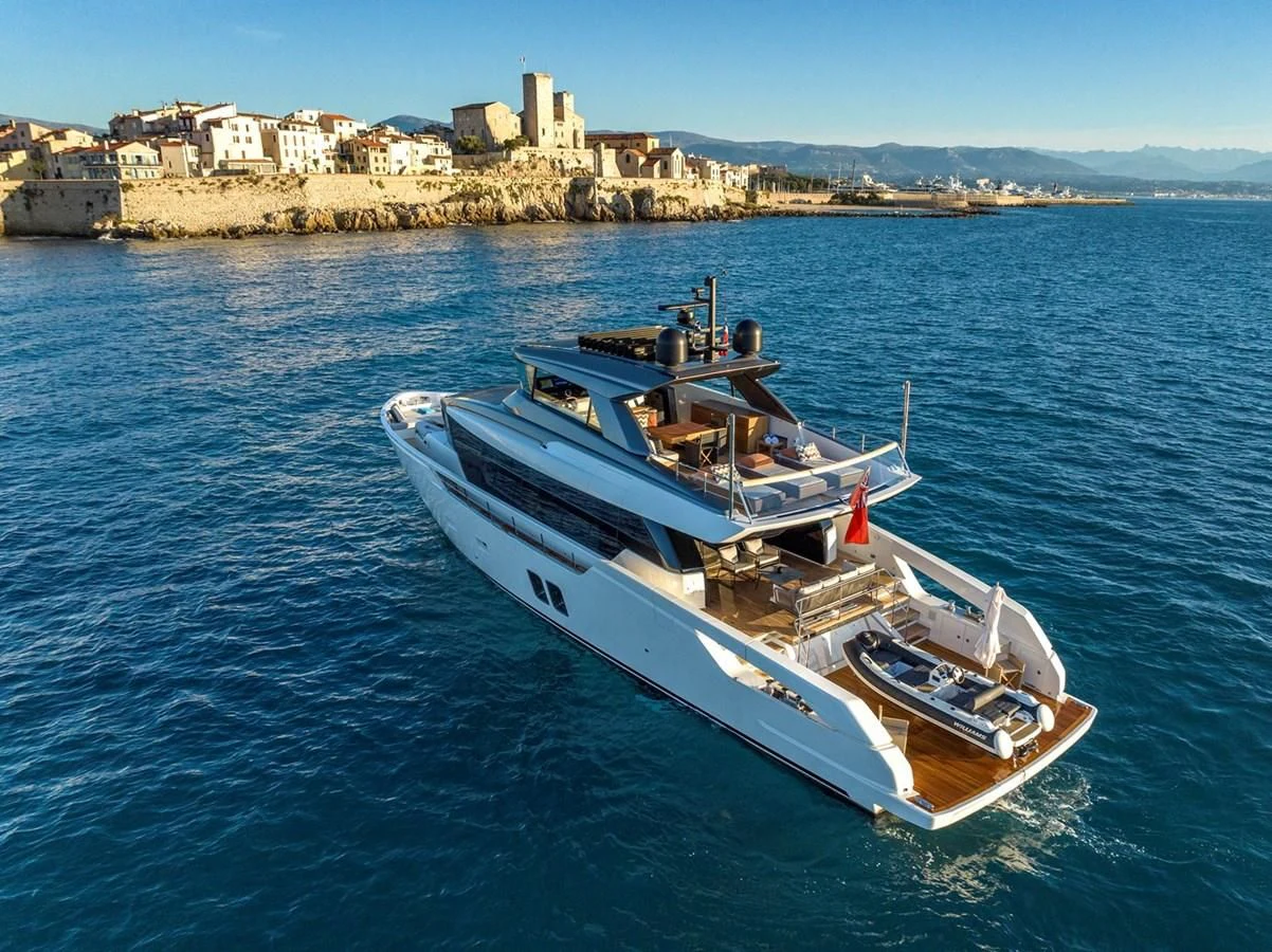 a boat in the water aboard LOLA Yacht for Sale