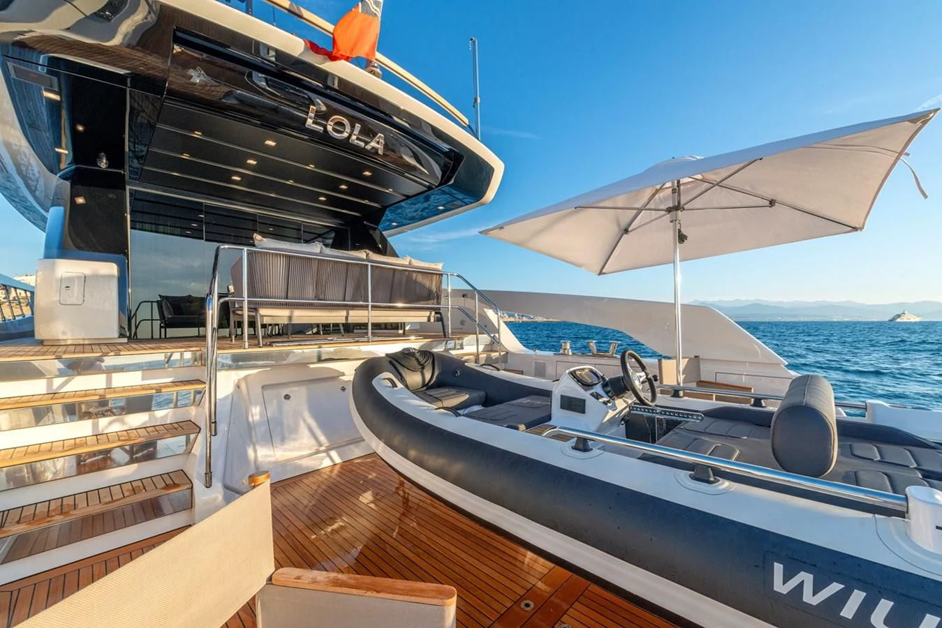 a boat on the water aboard LOLA Yacht for Sale