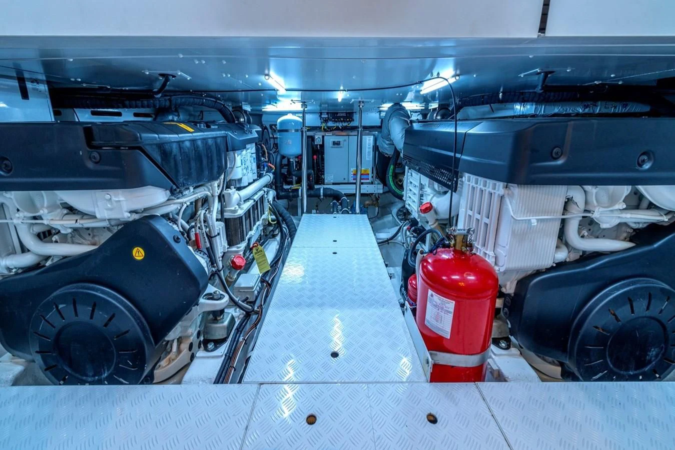 a large machine with wheels aboard LOLA Yacht for Sale