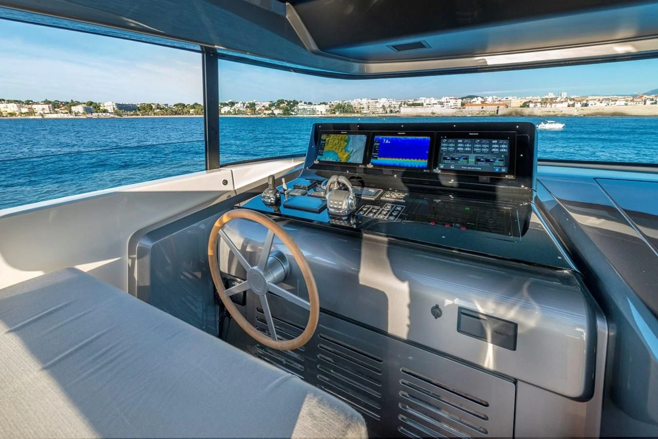the inside of a boat aboard LOLA Yacht for Sale