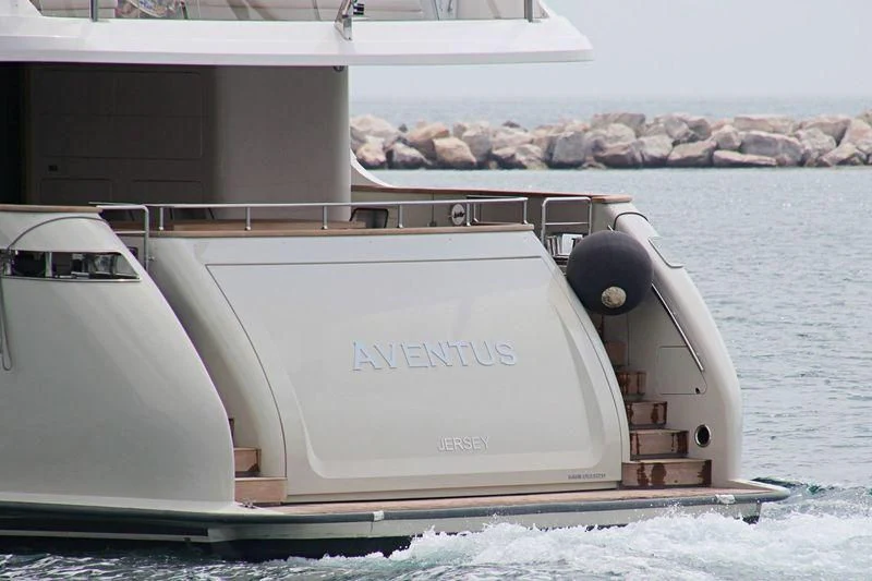 a white boat on a trailer aboard CHRISTINA Yacht for Sale