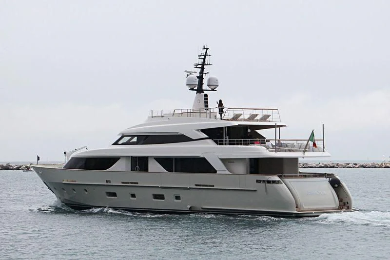 a white yacht in the water aboard CHRISTINA Yacht for Sale