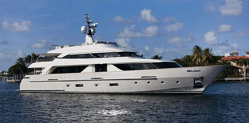 a white yacht on the water aboard CHRISTINA Yacht for Sale