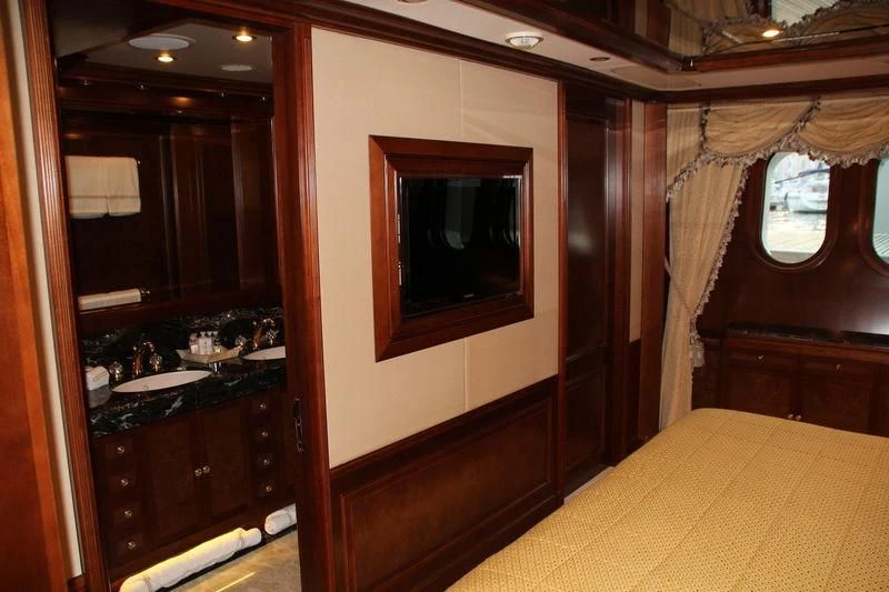 a bathroom with a tv aboard INCAL Yacht for Sale