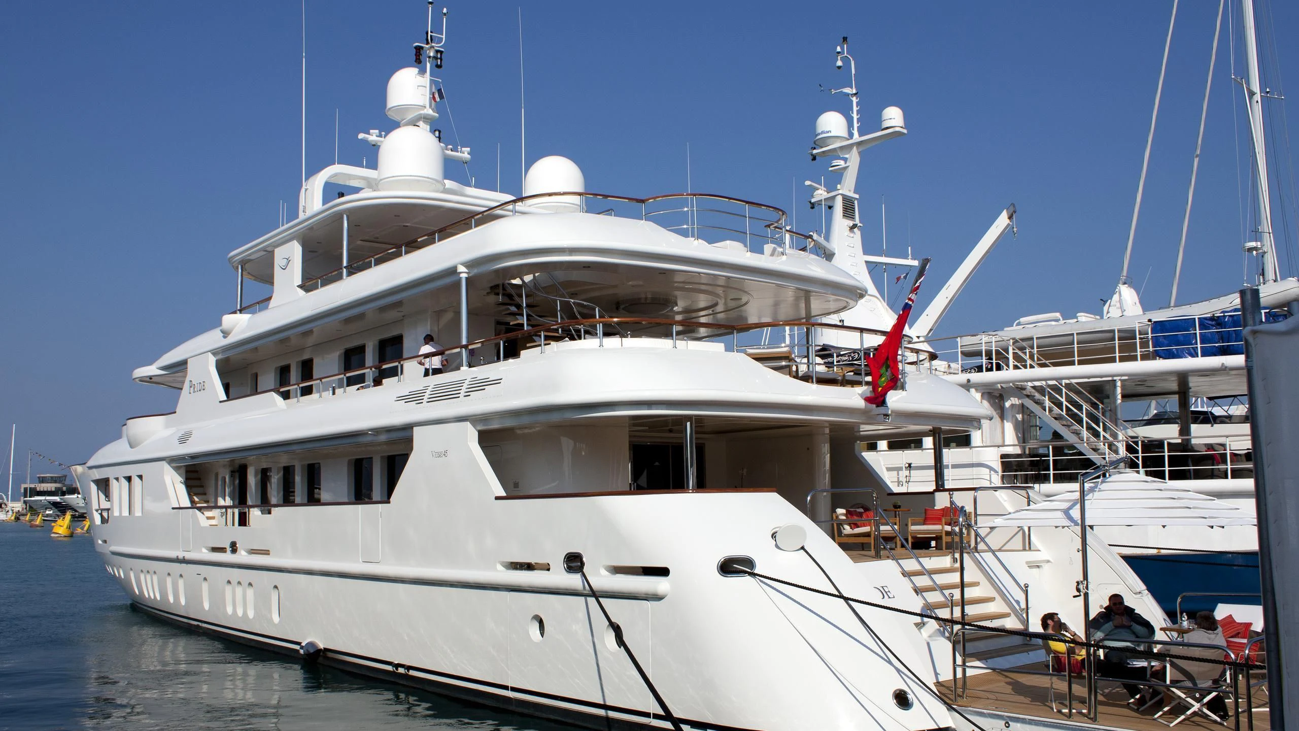 a large white boat aboard INCAL Yacht for Sale