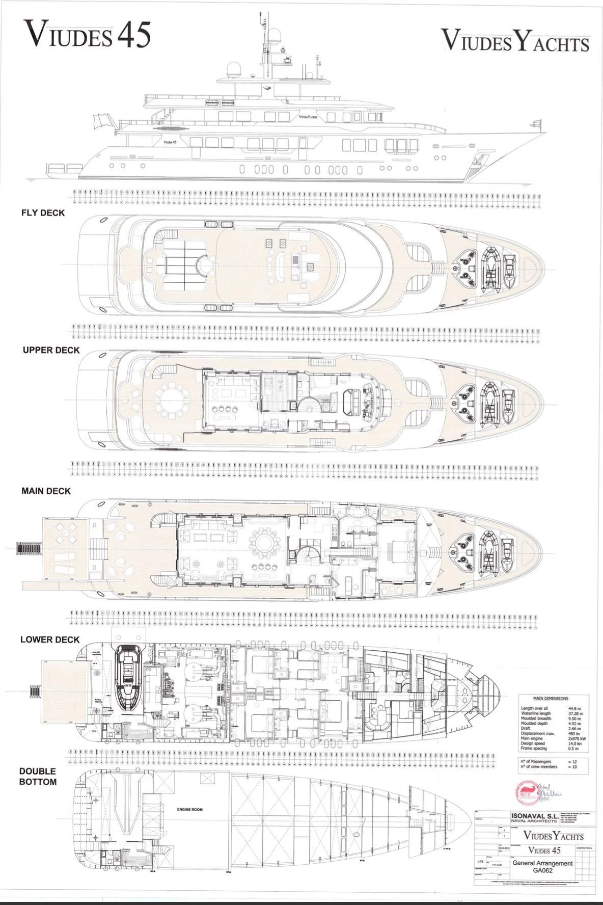 diagram aboard INCAL Yacht for Sale