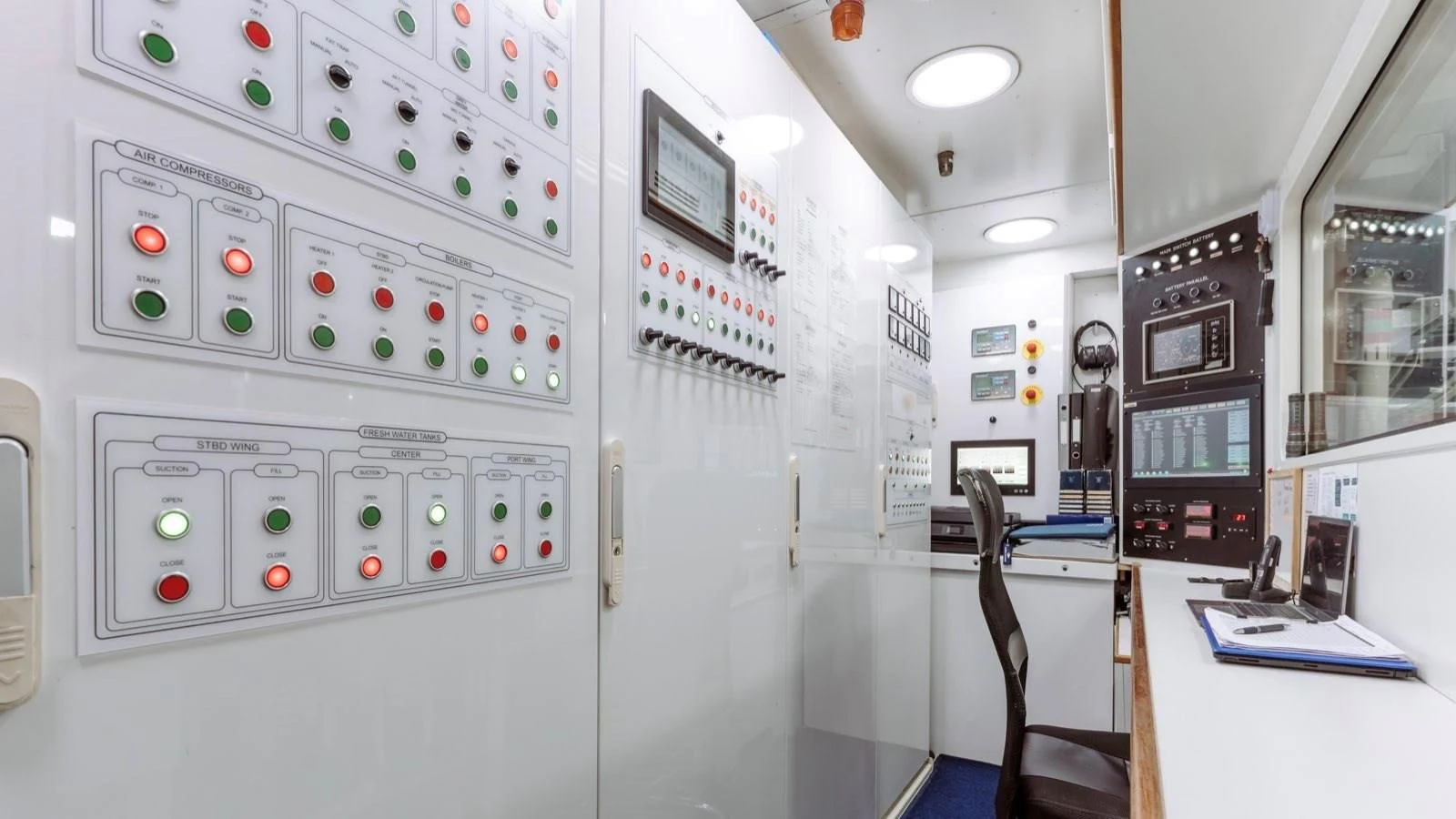 a control panel in a room aboard INCAL Yacht for Sale