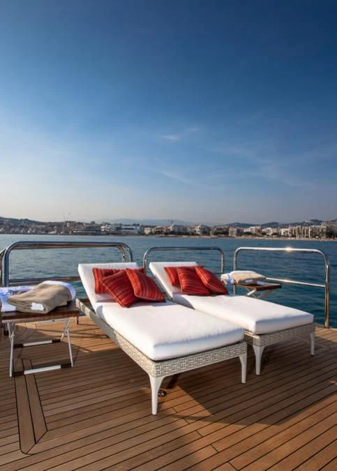 a boat on a deck aboard INCAL Yacht for Sale