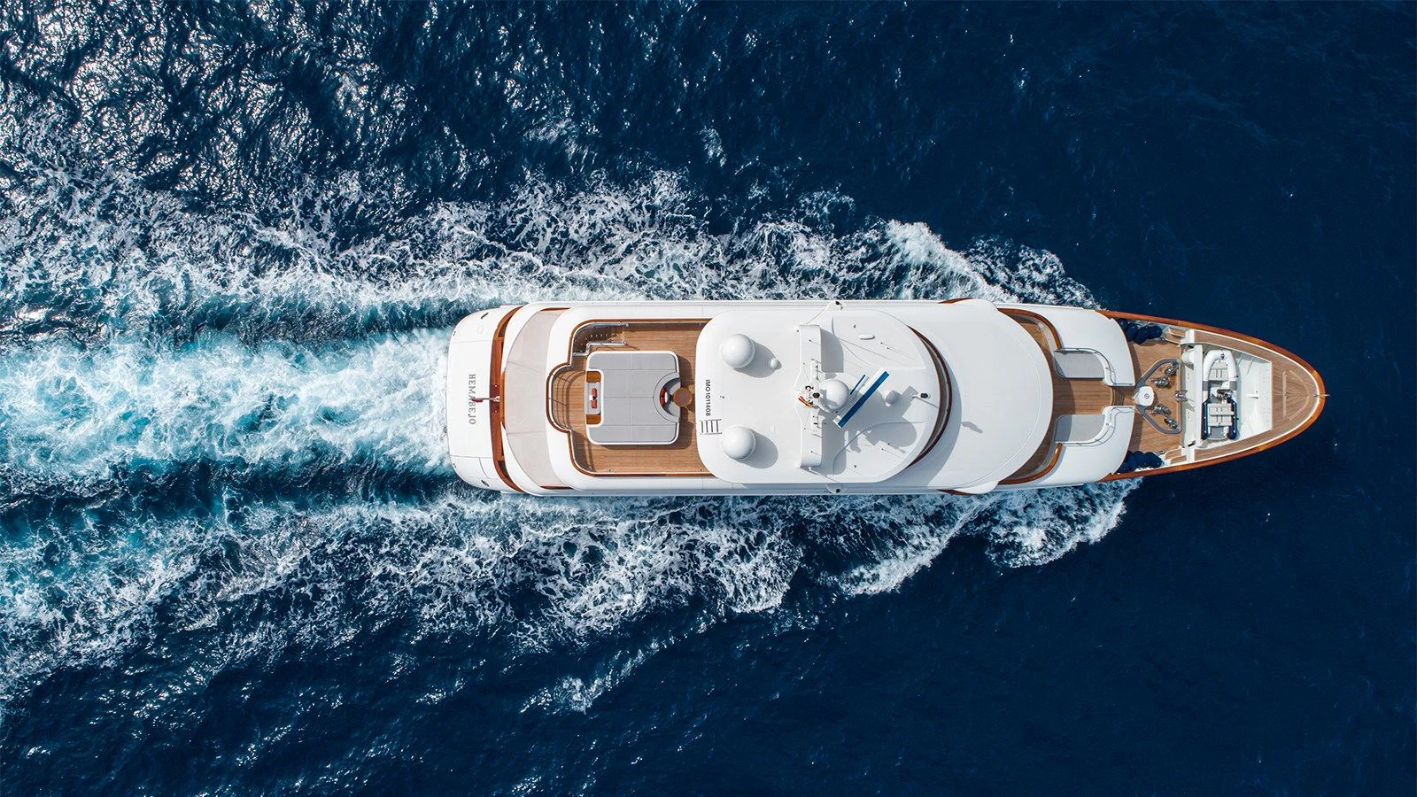 a space ship in the water aboard INCAL Yacht for Sale