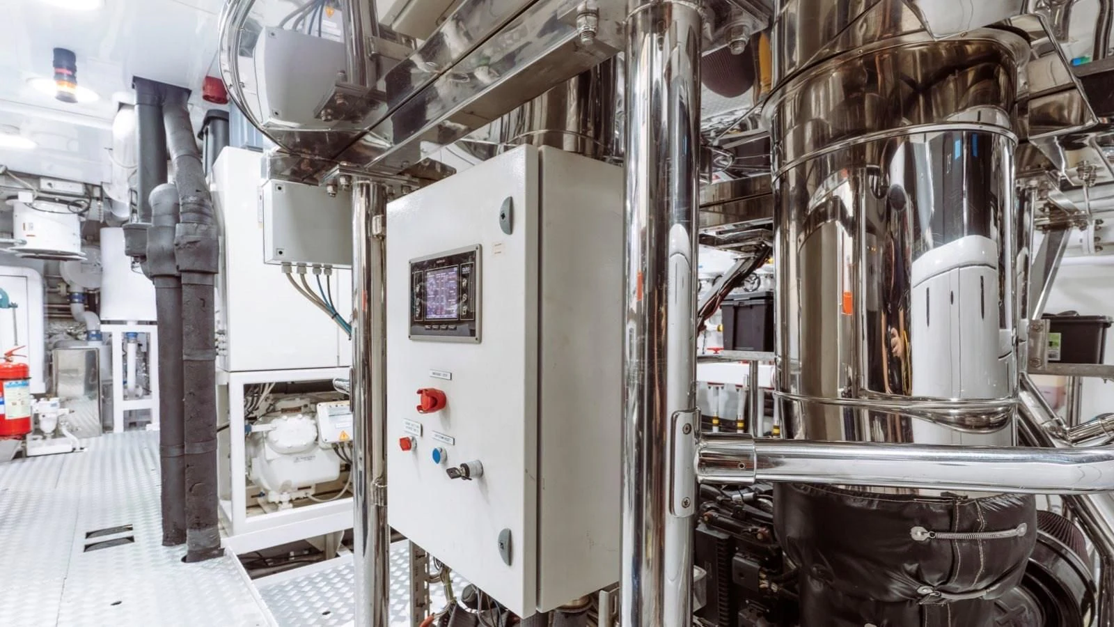 a machine in a factory aboard INCAL Yacht for Sale