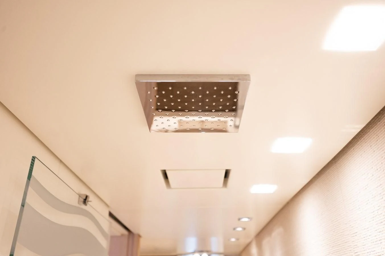 a light fixture on a ceiling aboard ASTONISH Yacht for Sale