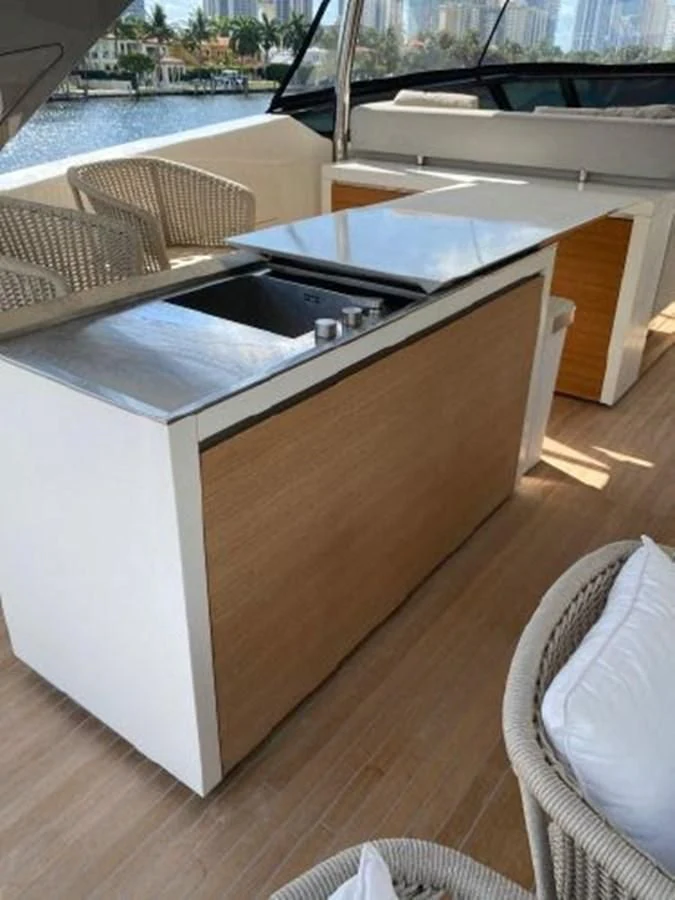 a kitchen with a large island aboard ASTONISH Yacht for Sale