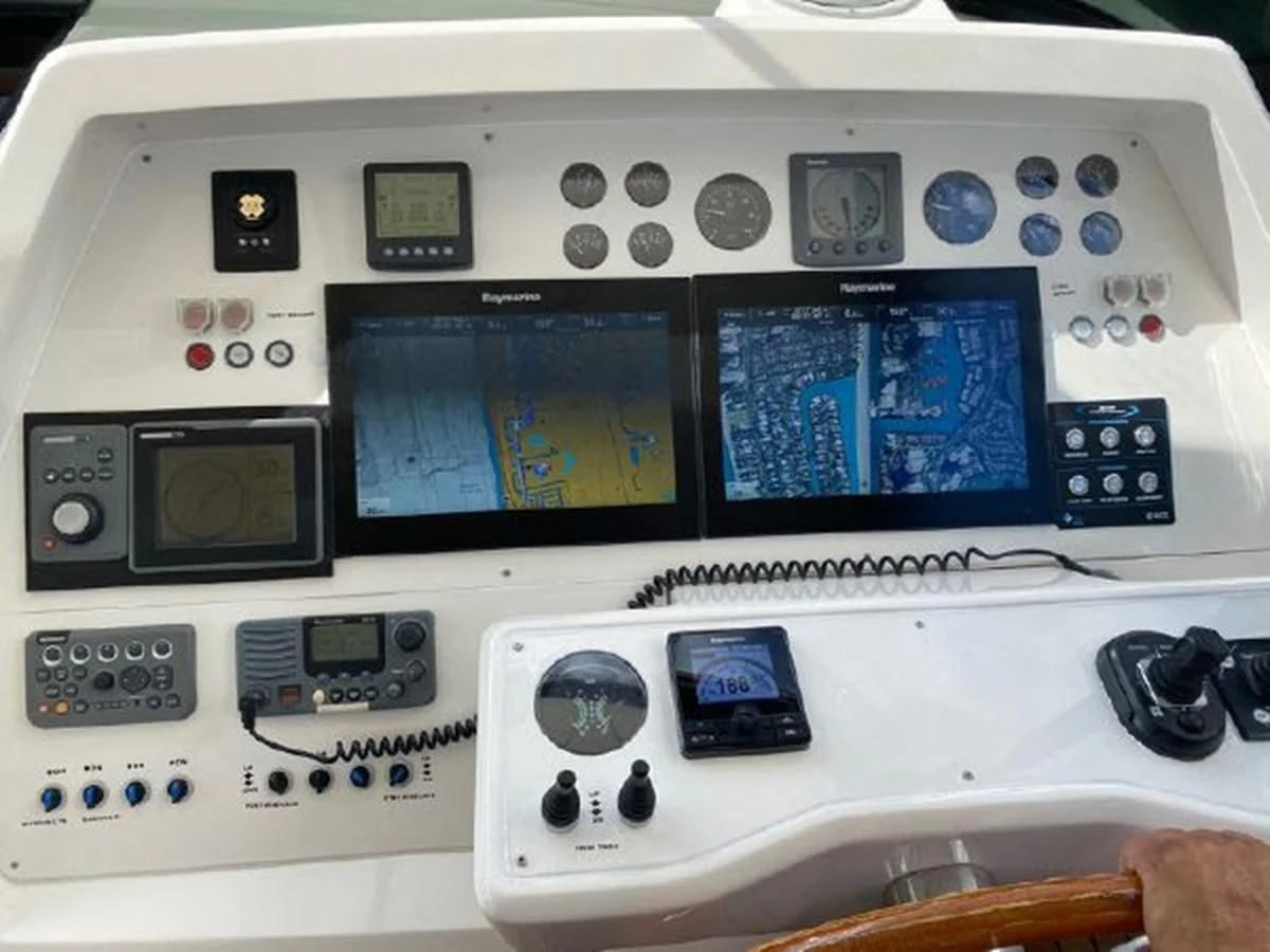 a close-up of a control panel aboard ASTONISH Yacht for Sale