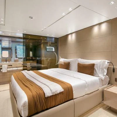 a bed in a room aboard BELLE DE NUIT Yacht for Sale