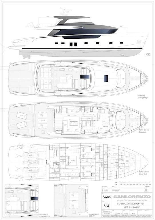 diagram, engineering drawing aboard BELLE DE NUIT Yacht for Sale