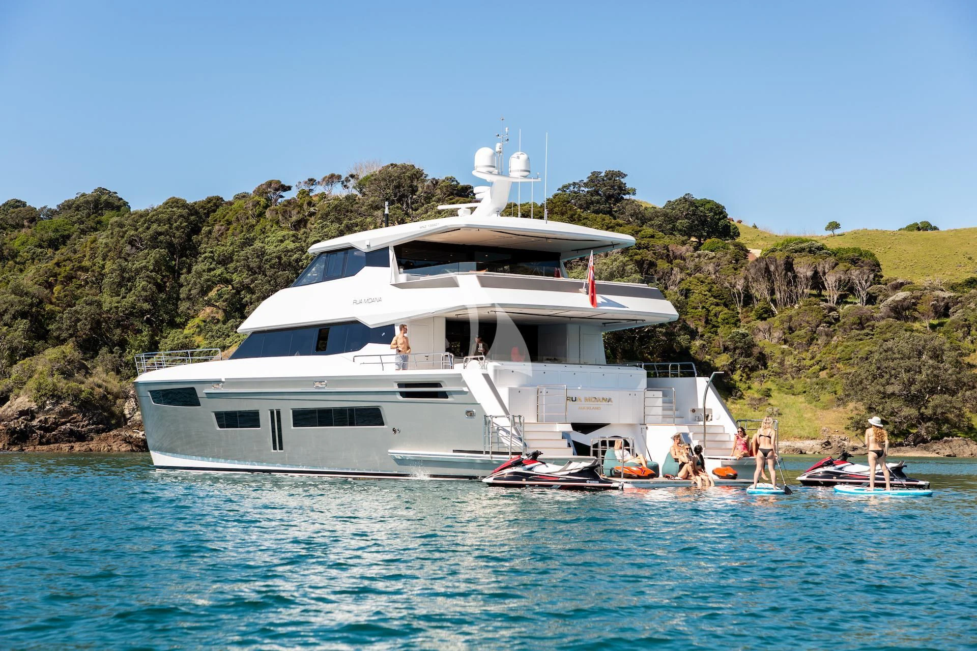 a boat on the water aboard RUA MOANA Yacht for Sale