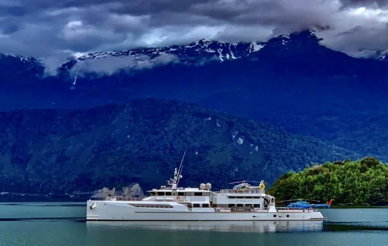 a boat in the water aboard PURSUIT Yacht for Sale