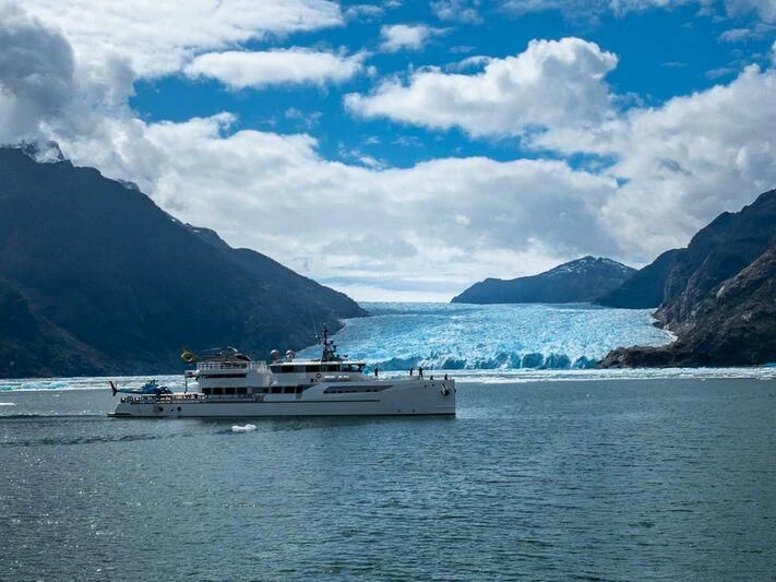 a boat on the water aboard PURSUIT Yacht for Sale