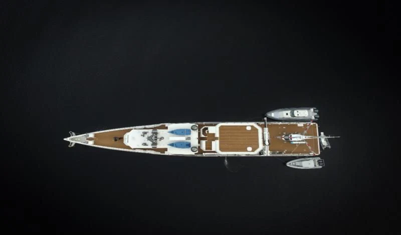 a silver and gold metal object aboard PURSUIT Yacht for Sale