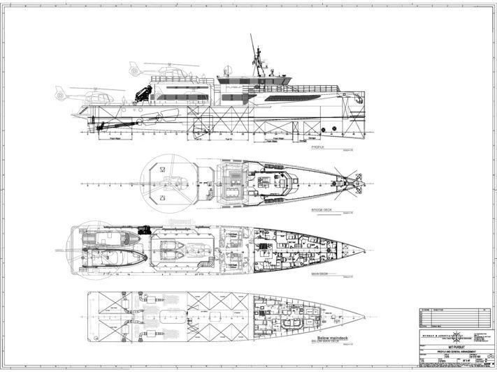 diagram, engineering drawing aboard PURSUIT Yacht for Sale