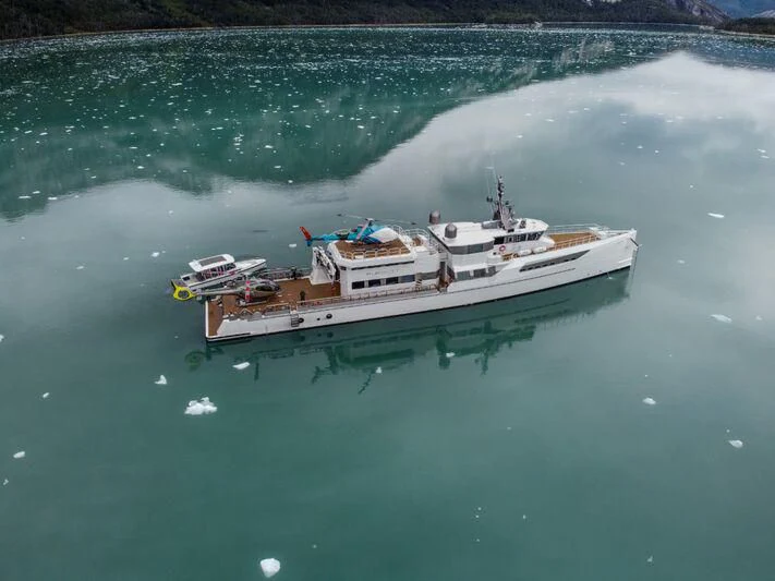a boat on the water aboard PURSUIT Yacht for Sale