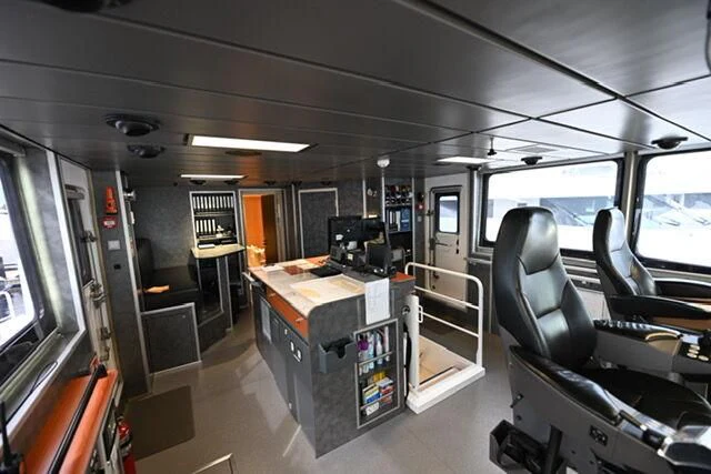 inside of a car aboard PURSUIT Yacht for Sale