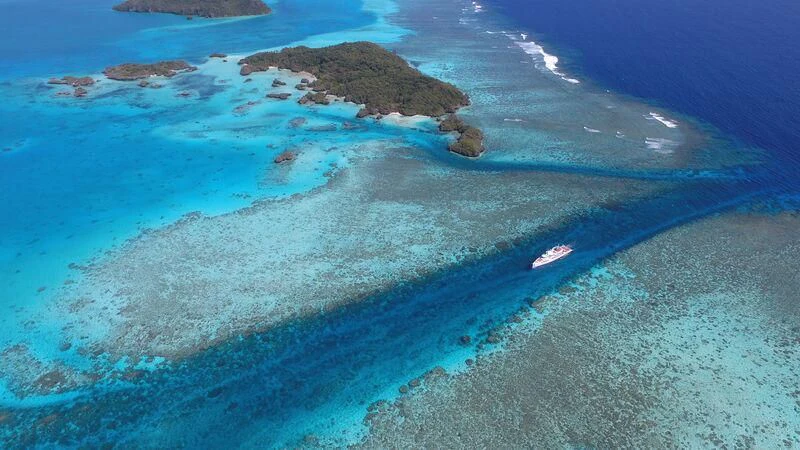an aerial view of a beach aboard PURSUIT Yacht for Sale