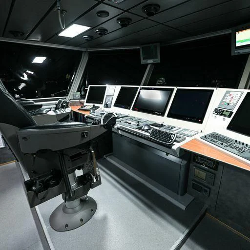 a room with computers and monitors aboard PURSUIT Yacht for Sale