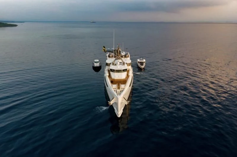 a boat in the water aboard PURSUIT Yacht for Sale