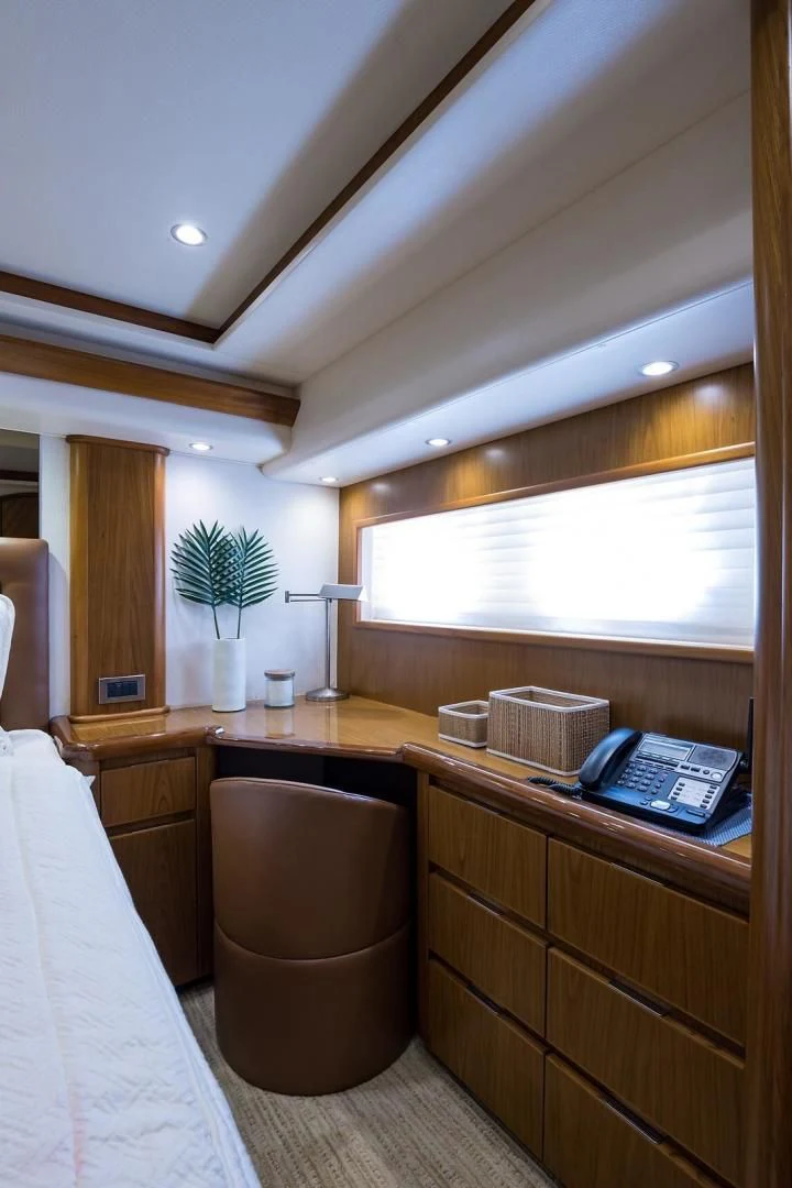 a bathroom with a phone on the counter aboard LAST CALL Yacht for Sale