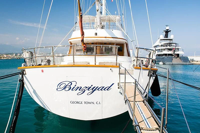 a white boat in the water aboard BINZIYAD Yacht for Sale