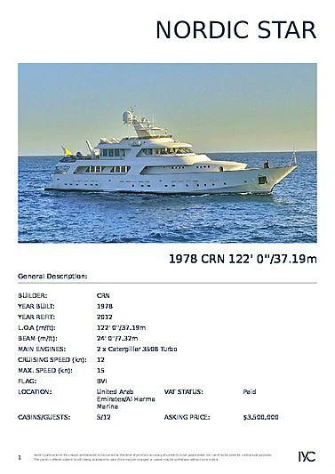 text aboard NORDIC STAR Yacht for Sale