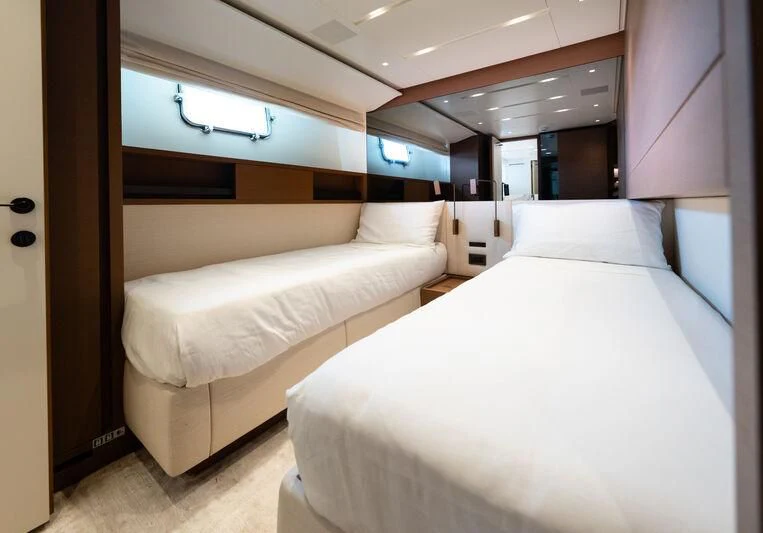 a room with two beds aboard DA MOON Yacht for Sale