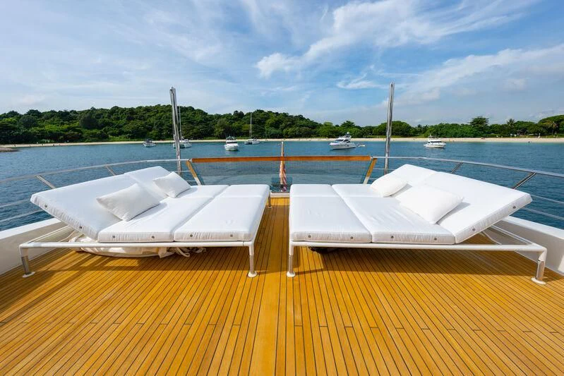 a deck with boats on it aboard DA MOON Yacht for Sale