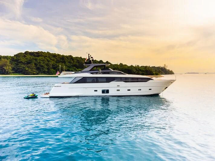 a boat in the water aboard DA MOON Yacht for Sale