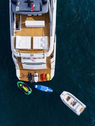 a group of objects on a surface aboard DA MOON Yacht for Sale