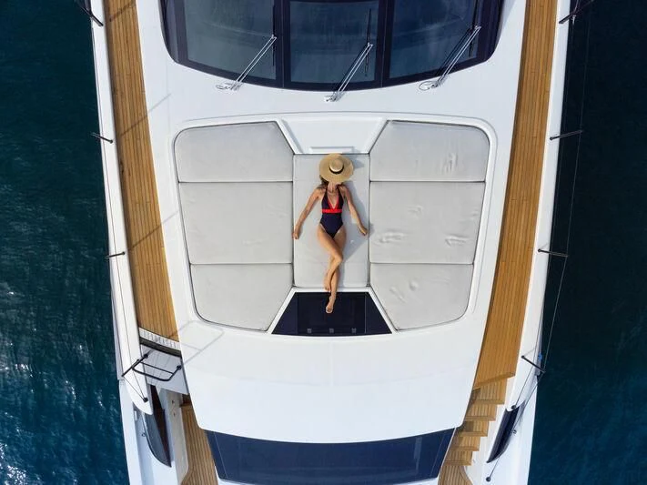 a mannequin on a white boat aboard DA MOON Yacht for Sale