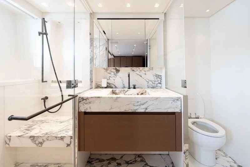 a bathroom with a sink and a toilet aboard DA MOON Yacht for Sale