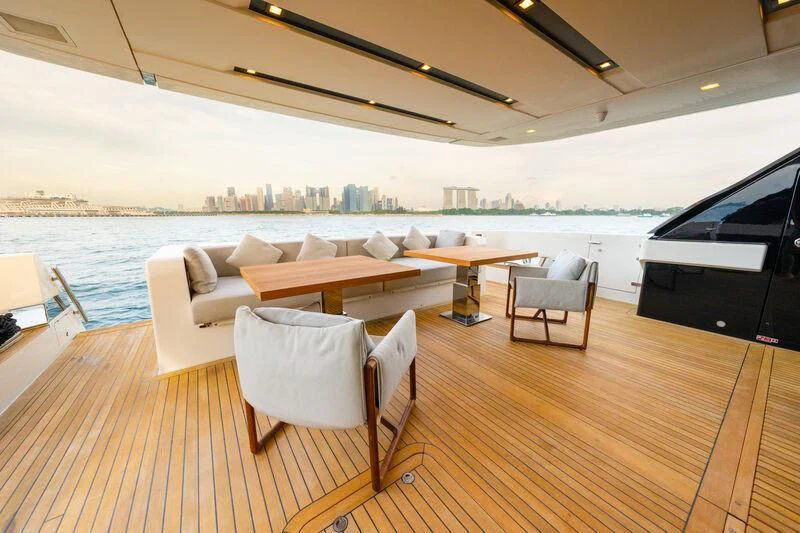 a room with a table and chairs aboard DA MOON Yacht for Sale