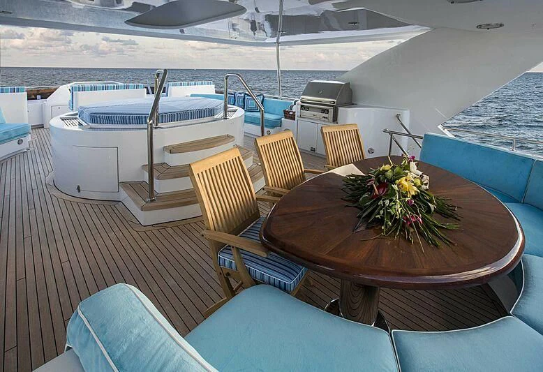a boat on a deck aboard GRADE I Yacht for Charter