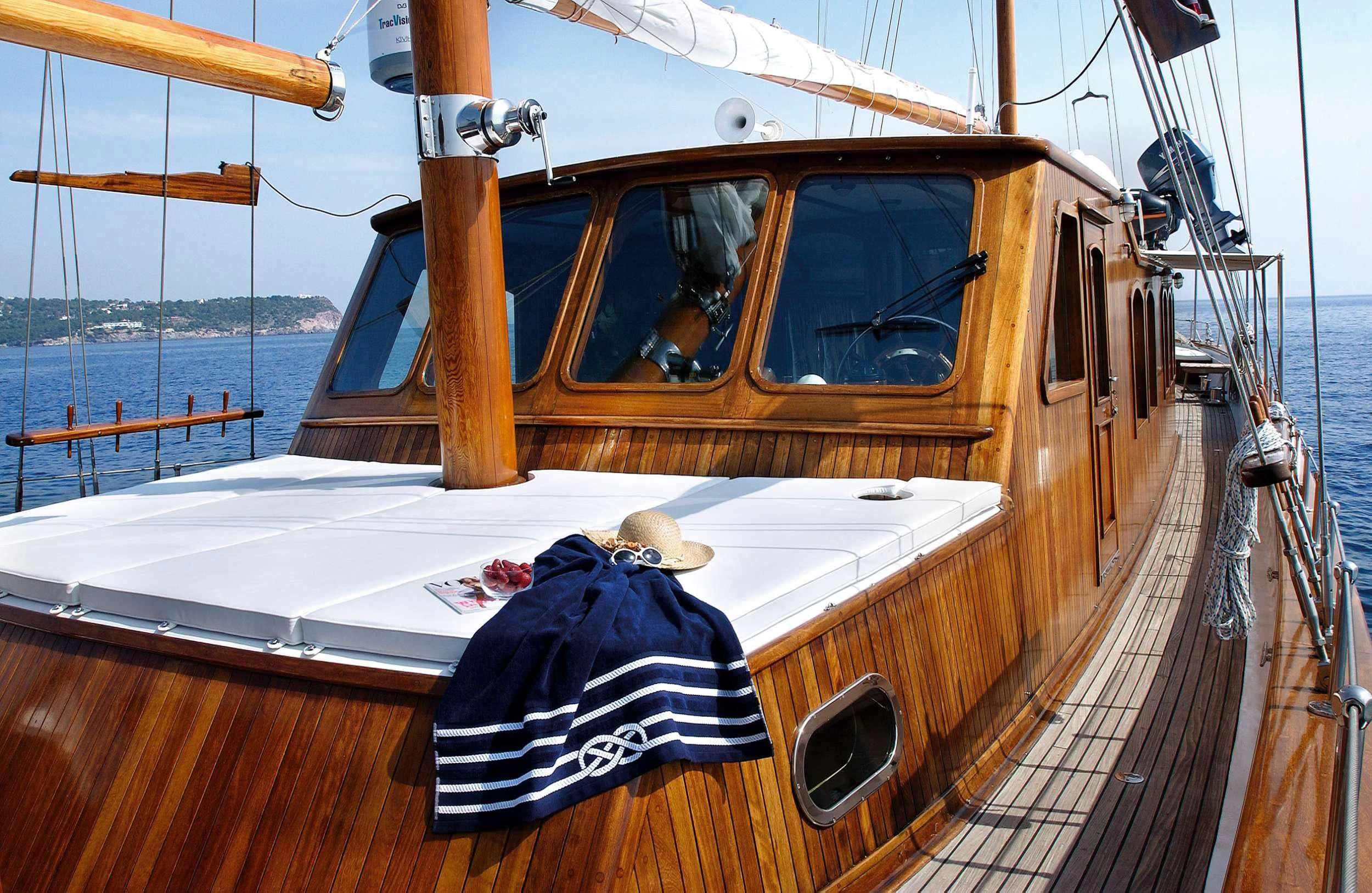 a boat on a deck aboard LIANA H Yacht for Charter
