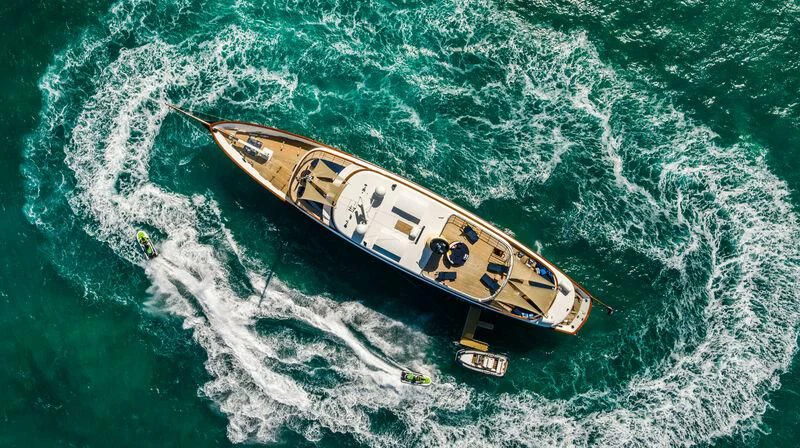 a boat in the water aboard OMNIA 1 Yacht for Sale