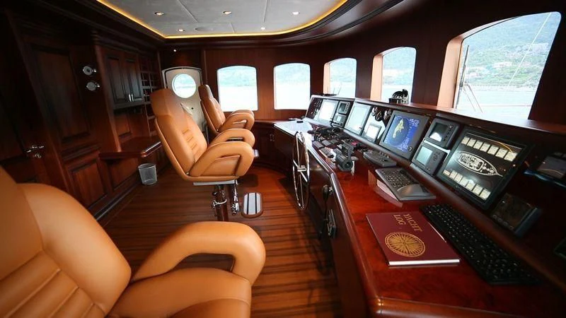 inside of a train aboard OMNIA 1 Yacht for Sale