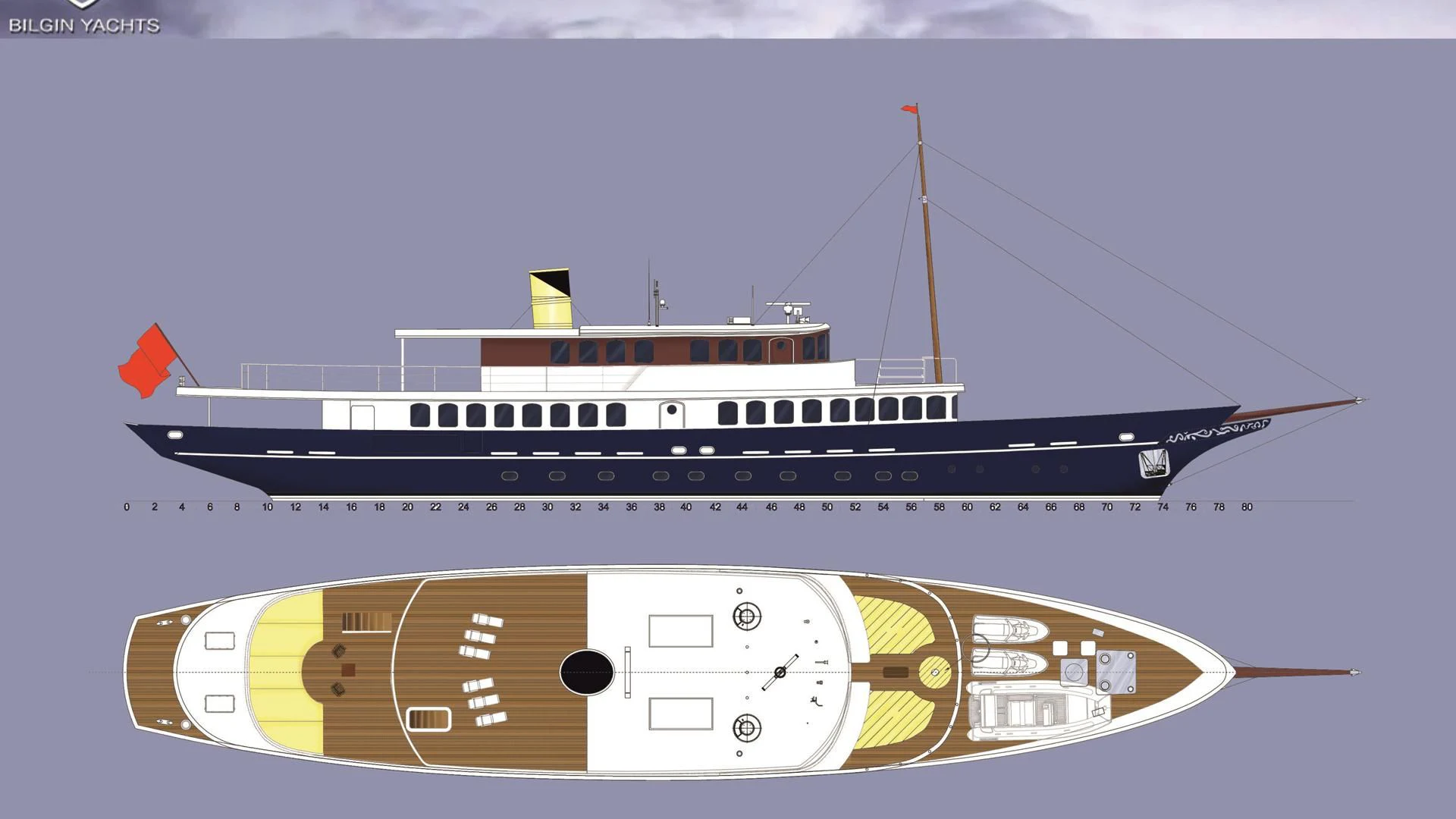 a close-up of a ship aboard OMNIA 1 Yacht for Sale