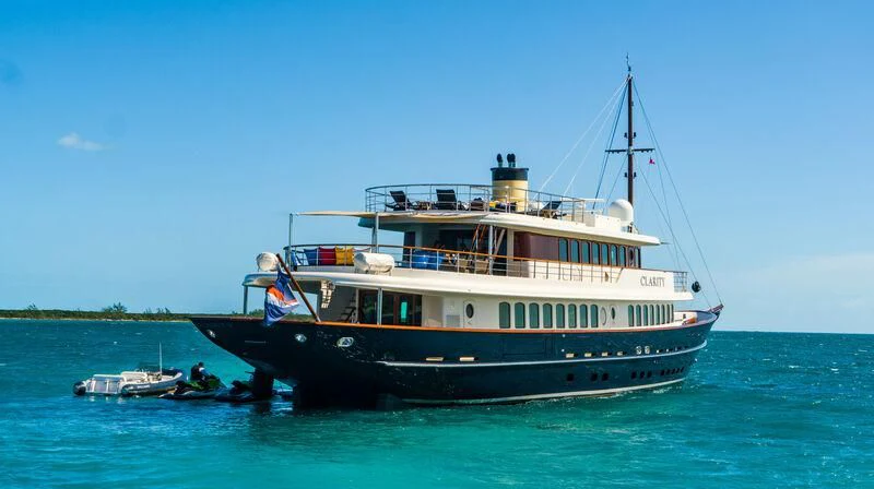 a boat on the water aboard OMNIA 1 Yacht for Sale