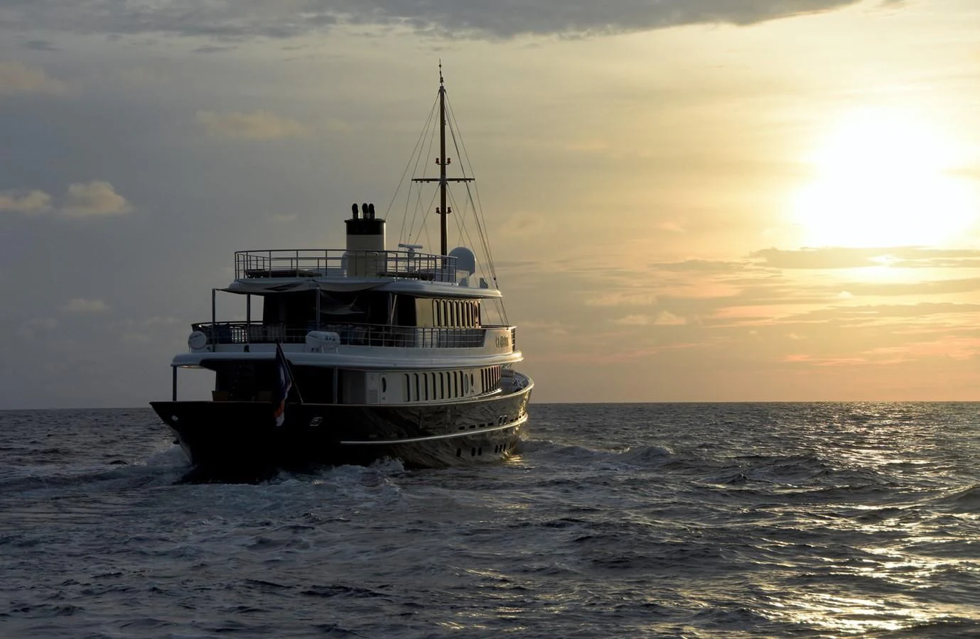 a boat in the water aboard OMNIA 1 Yacht for Sale