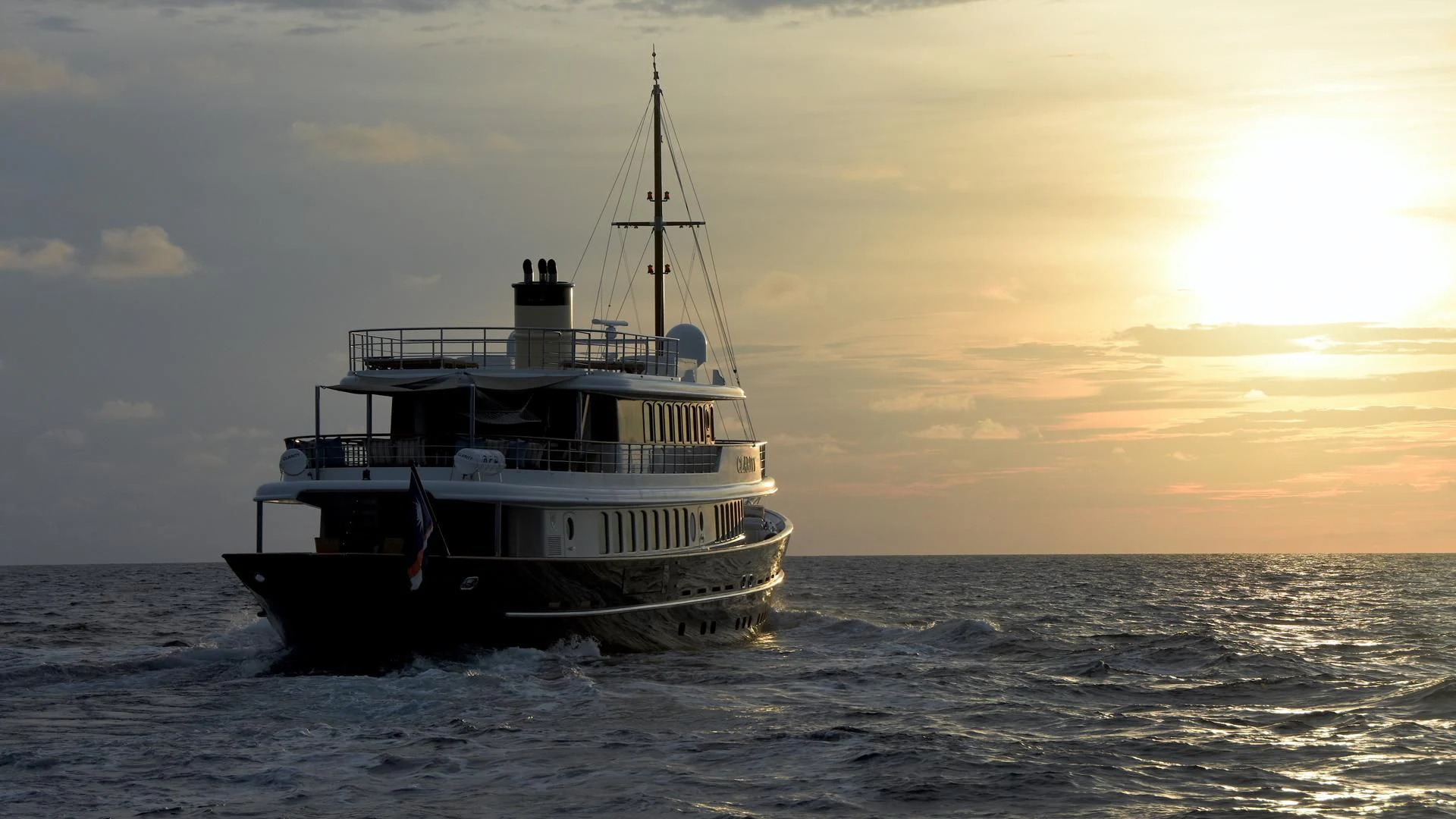 a boat in the water aboard OMNIA 1 Yacht for Sale